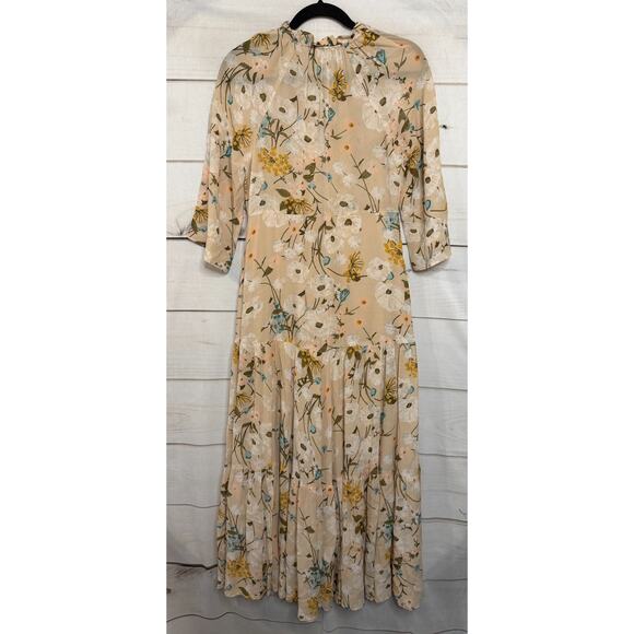 Spartina 449 Size XS Floral Maxi Dress Ruffled Collar Chic Preppy Classy - Picture 2 of 6